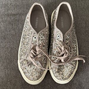 Old Navy Silver-Tone Glitter Lace-Up Sneakers